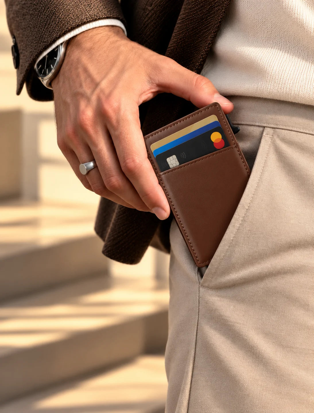 Delois Slide X Brown Smart Card Holder