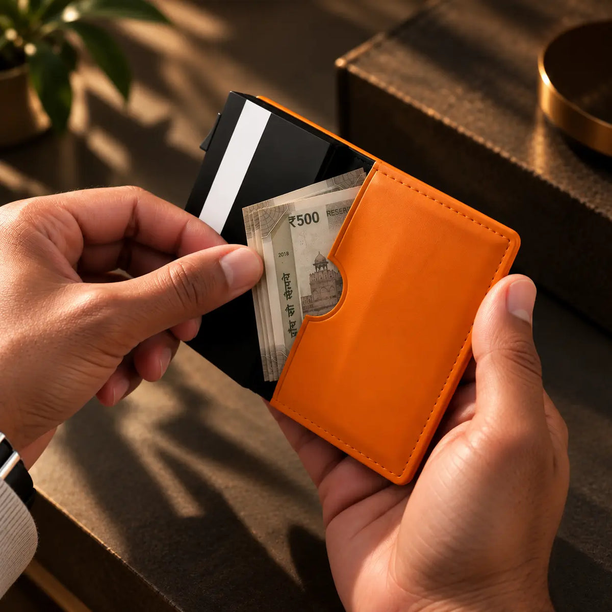 Delois Slide X Orange Smart Card Holder