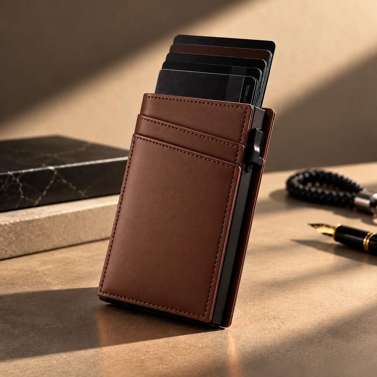 Delois Slide X Brown Smart Card Holder