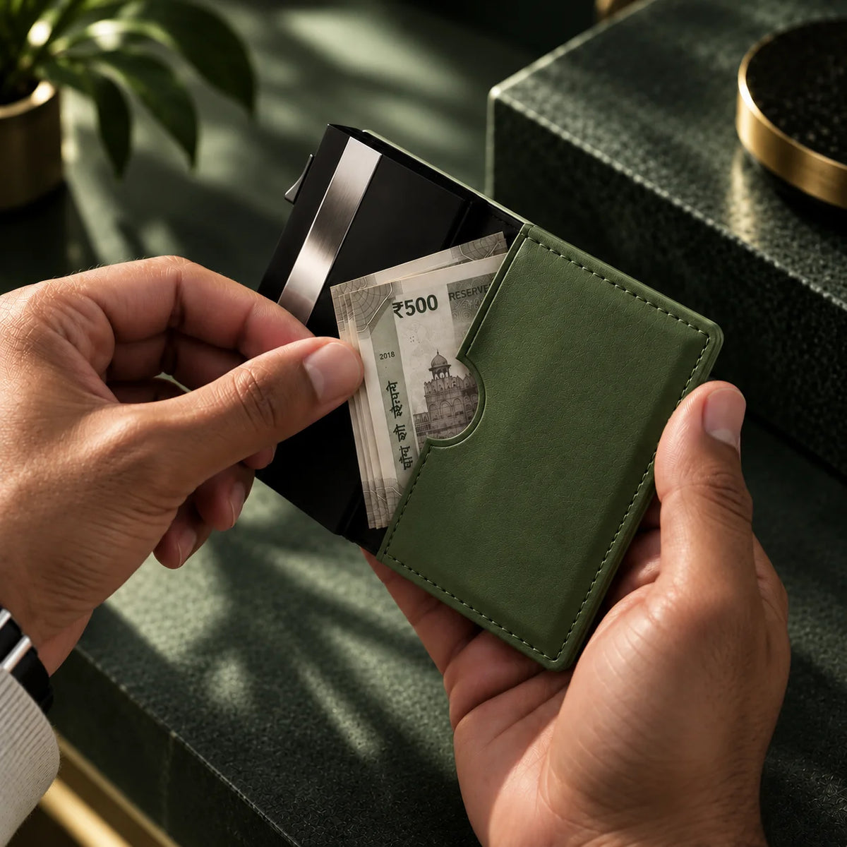 Delois Slide X Green Smart Card Holder