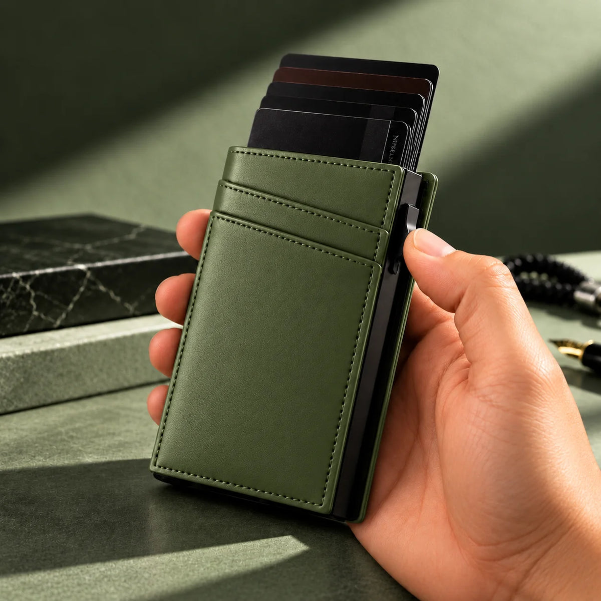Delois Slide X Green Smart Card Holder