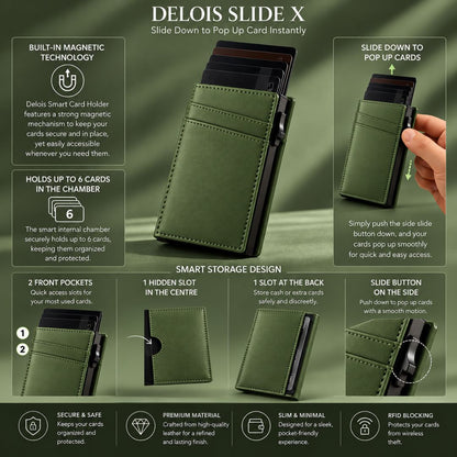 Delois Slide X Green Smart Card Holder