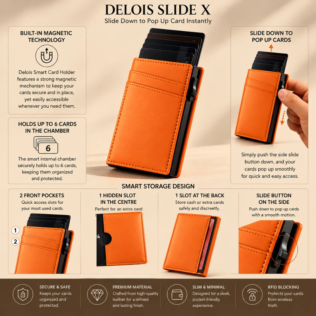 Delois Slide X Orange Smart Card Holder