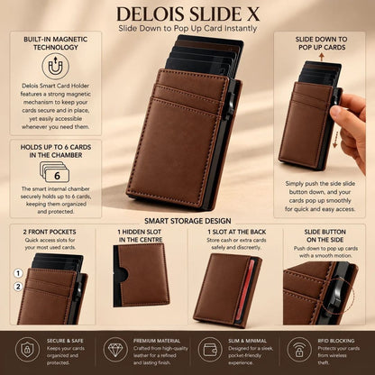 Delois Slide X Brown Smart Card Holder