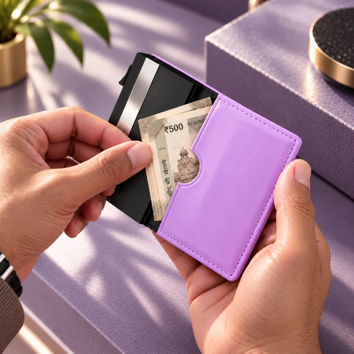 Delois Slide X Purple Smart Card Holder